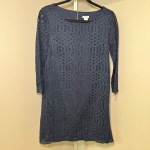 J.‎ Crew Navy Blue Lace Overlay Dress Cocktail Party Elegant Women's Size 2